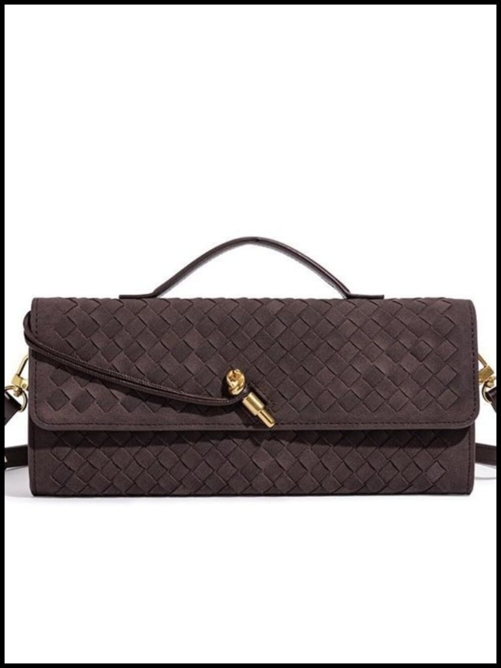 Suede Woven Clutch Evening Bag Crossbody Shoulder Purse
